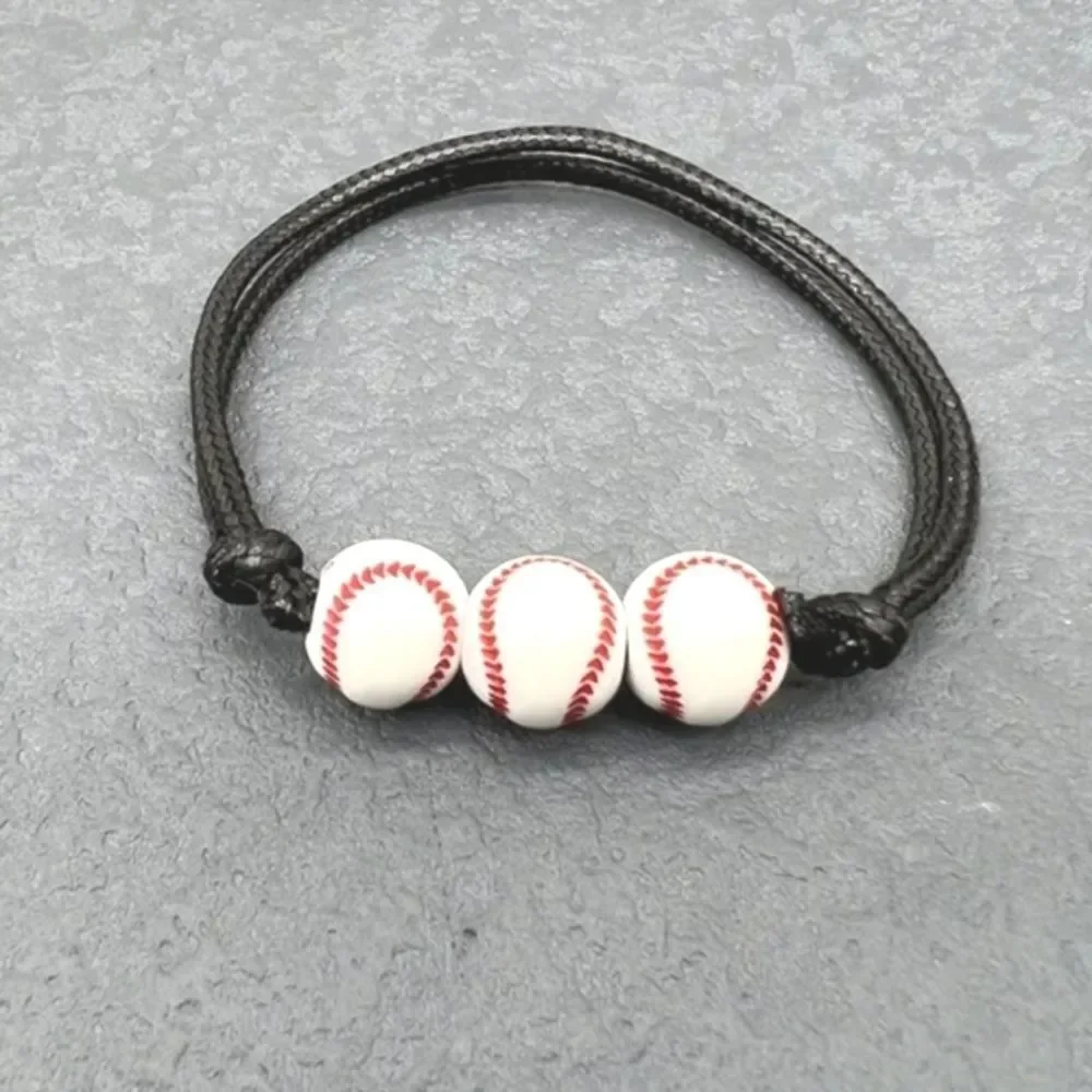 Unisex kids baseball adjustable charm bracelet - Picture 3 of 7